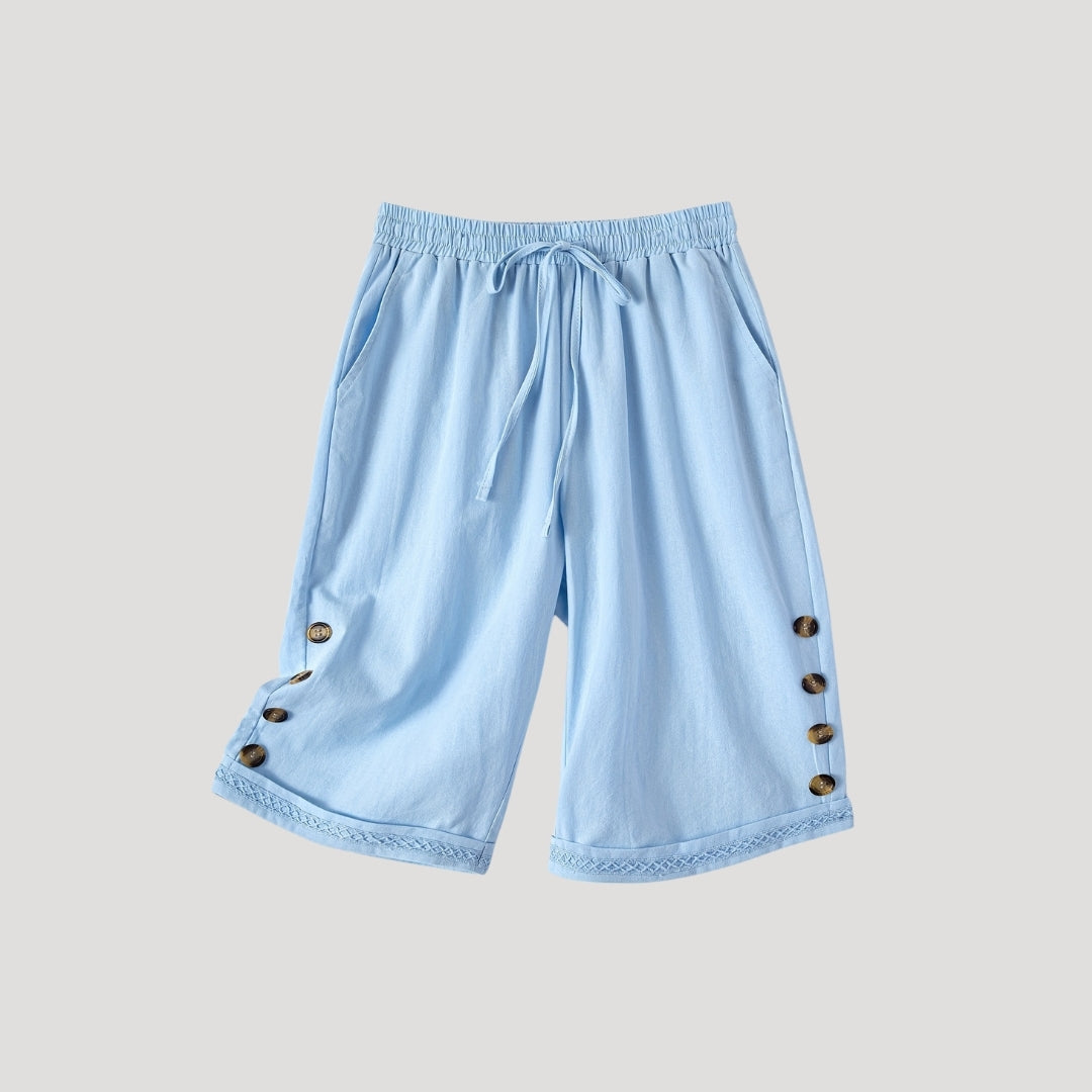 Questa - Lässige knielange Shorts mit Kordelzug und Knöpfen