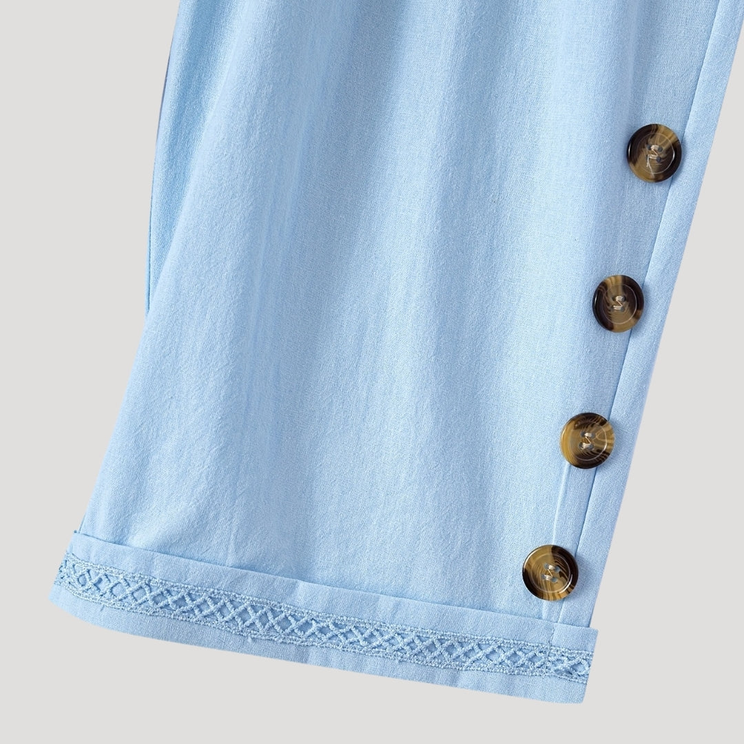 Questa - Lässige knielange Shorts mit Kordelzug und Knöpfen