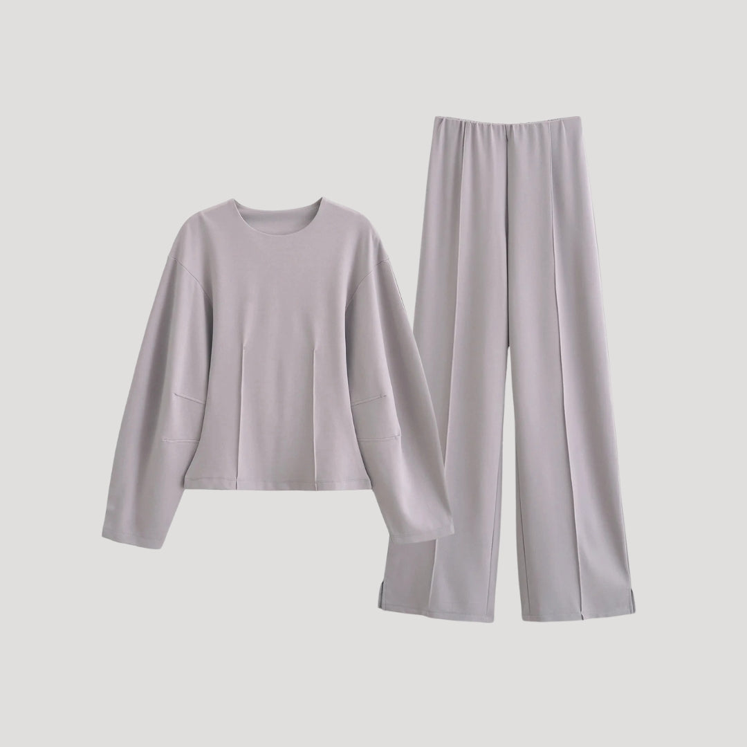 Keeley - Minimalistisches Langarm-Loungewear-Set