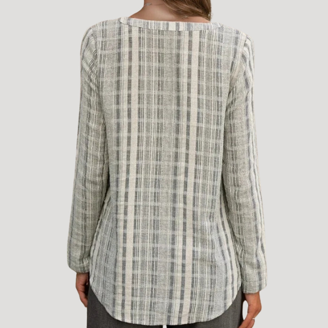 Faye - Gestreifte Button-Up Freizeitbluse