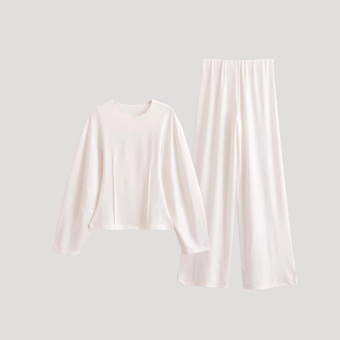 Keeley - Minimalistisches Langarm-Loungewear-Set