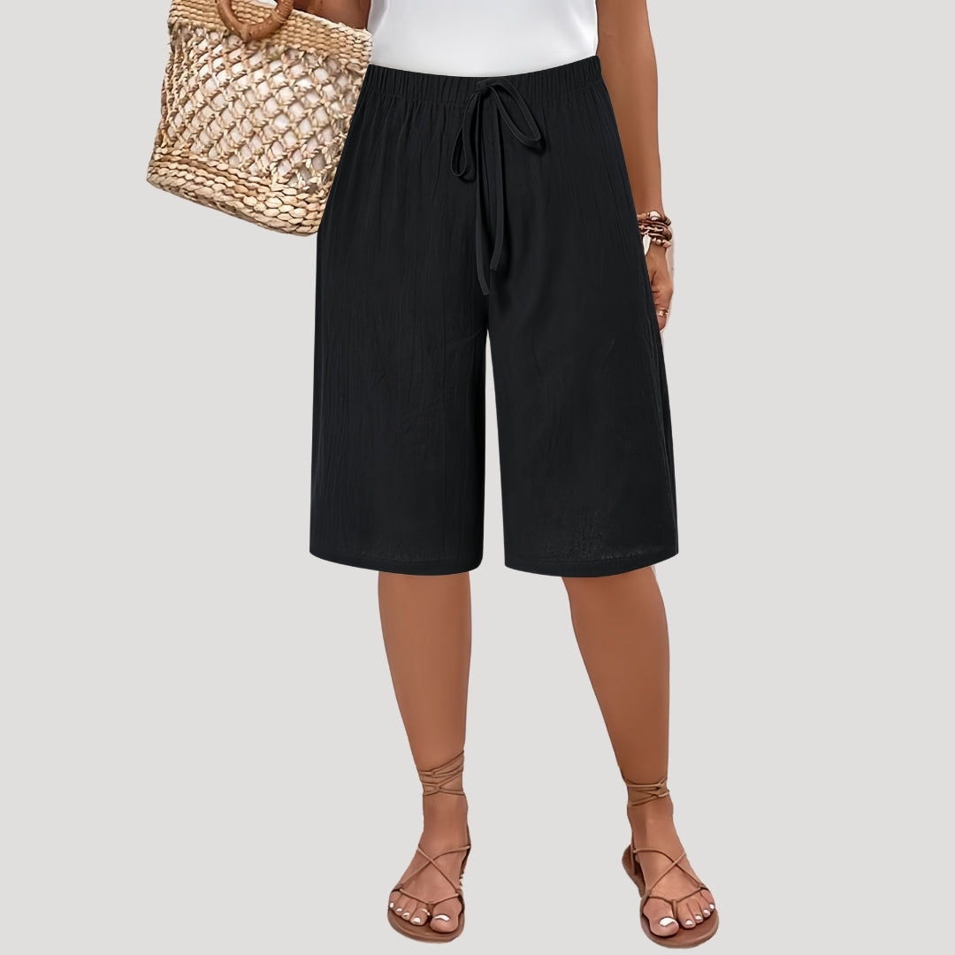 Umber - Lässige knielange Shorts mit Kordelzug