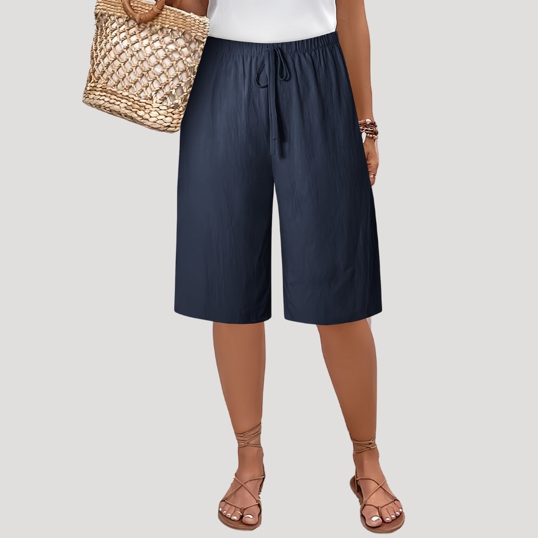 Umber - Lässige knielange Shorts mit Kordelzug