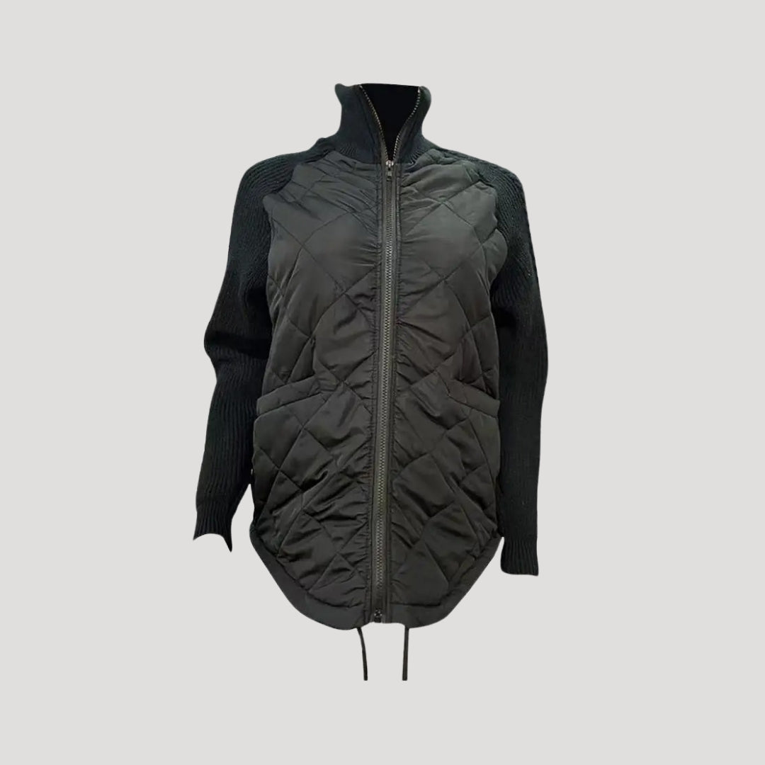 Freya - Padded Jacket with Knitted Sleeves and Zipper
