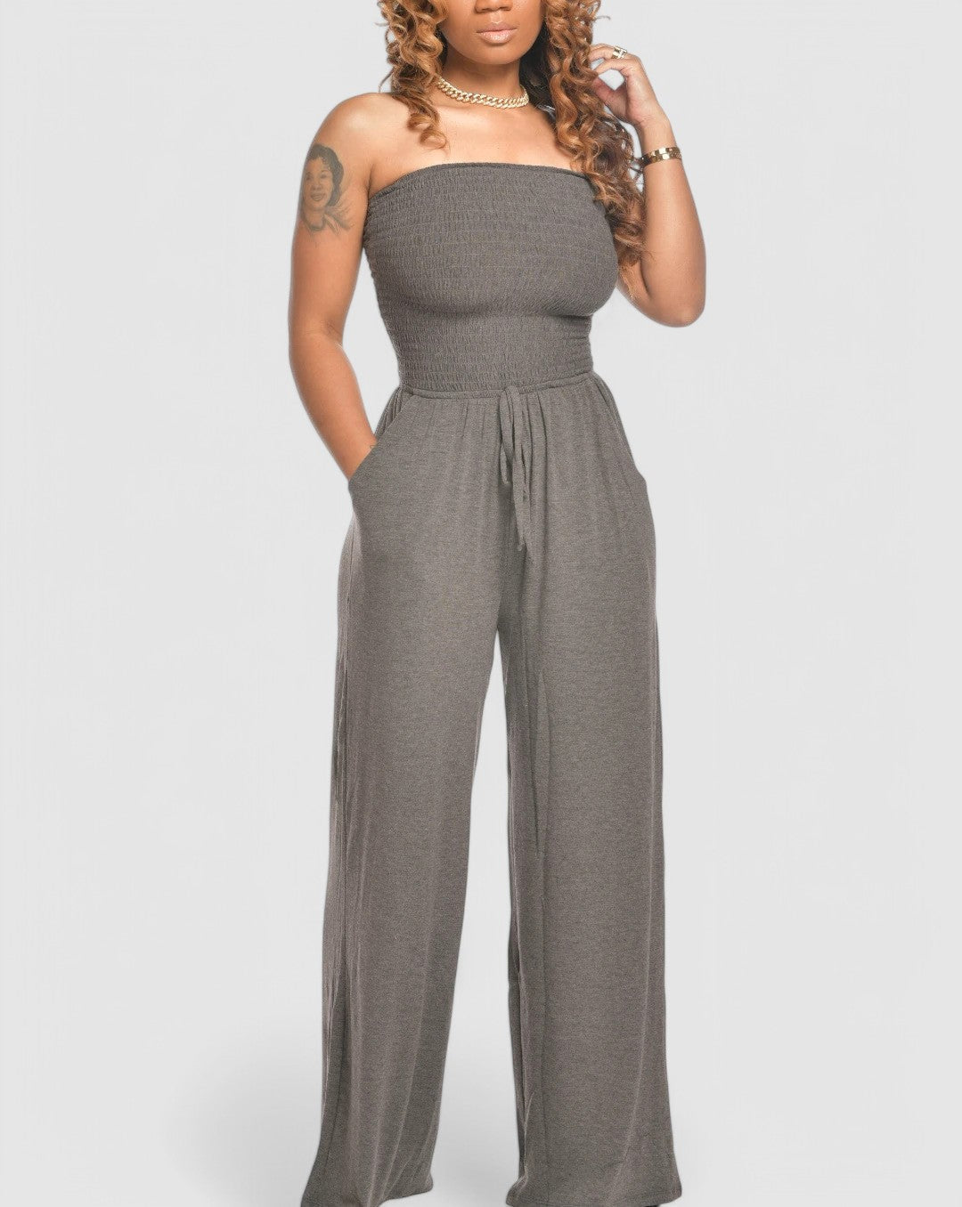 Gabrielle - Strapless Jumpsuit with Wide Legs