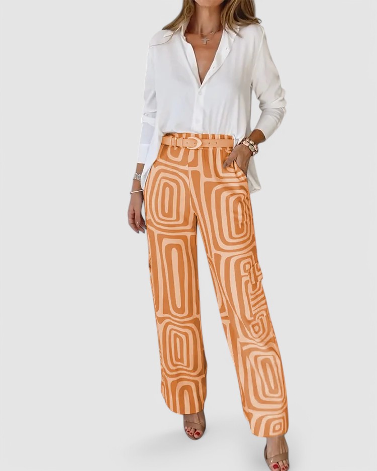 CHIARA - Hoch-Taillierte Muster-Hose