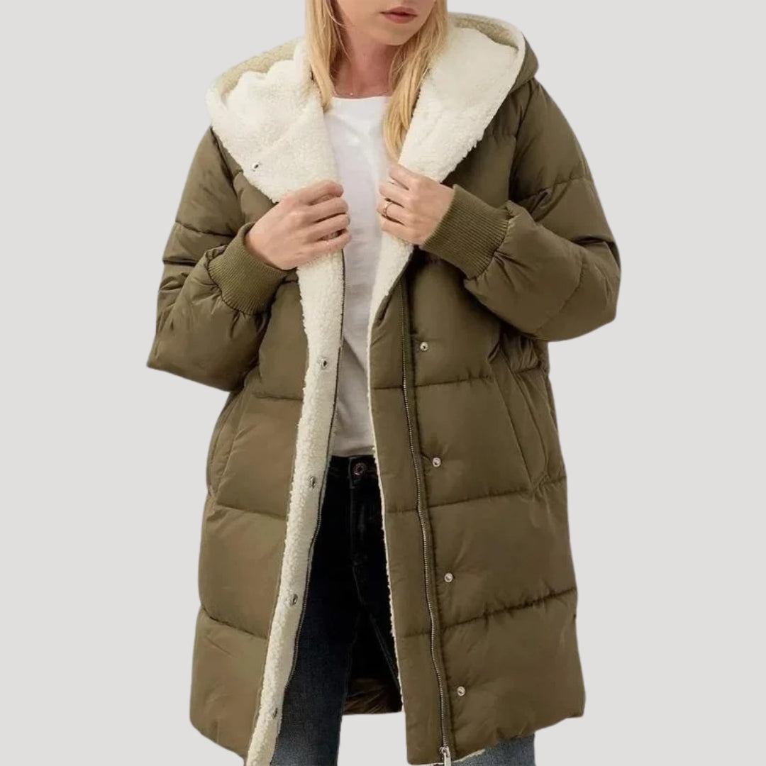 Tressa - Damen Kapuzen-Pufferjacke mit Fleece-Futter