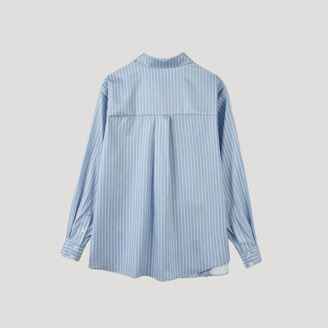 Whisper - Gestreifte Bluse mit floralen Applikationsverschlüssen