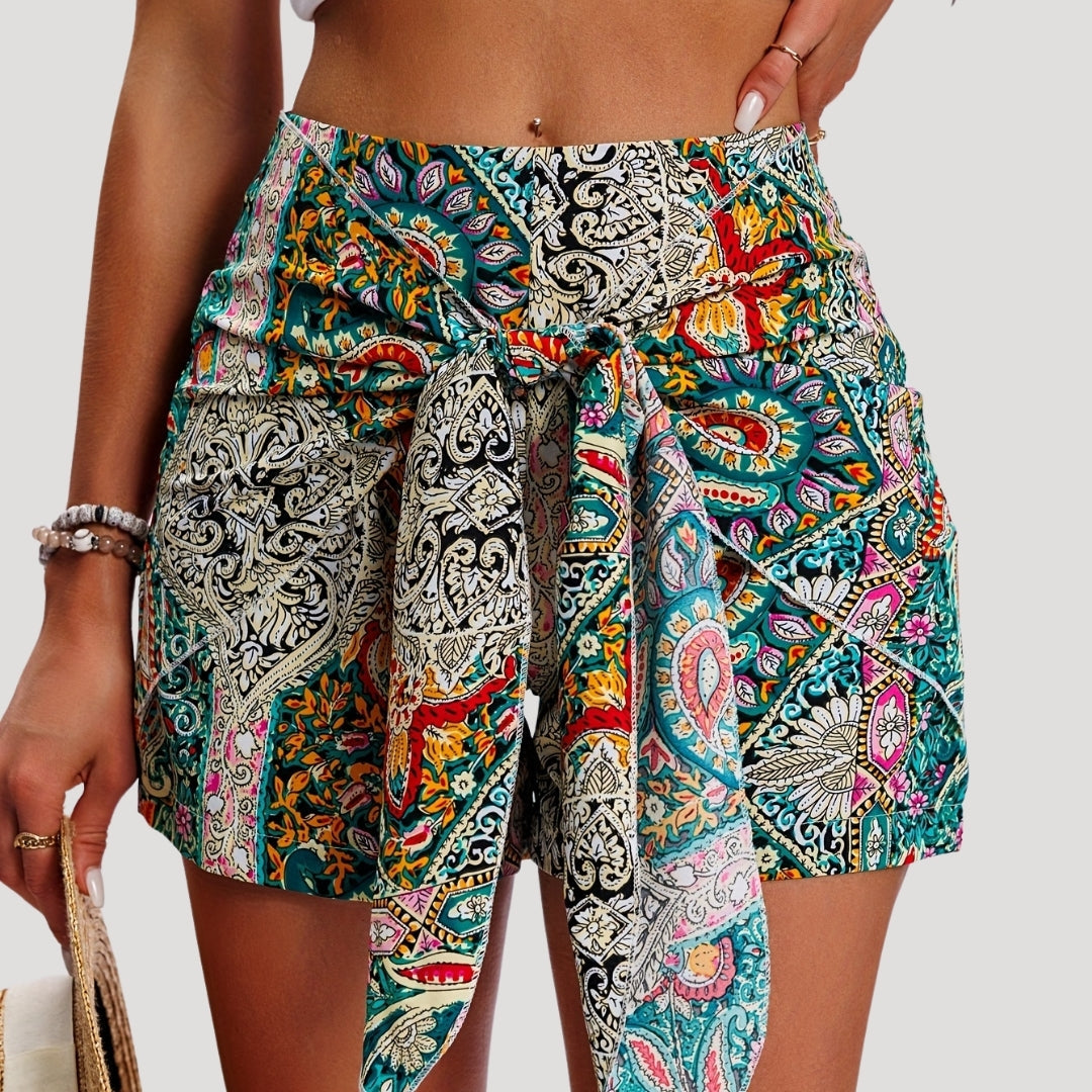 Wilma - Boho bedruckte Wickelhosen mit Bindeband