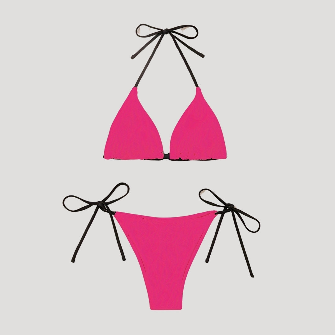 Paige - Two-Tone Triangle Bikini with Ties