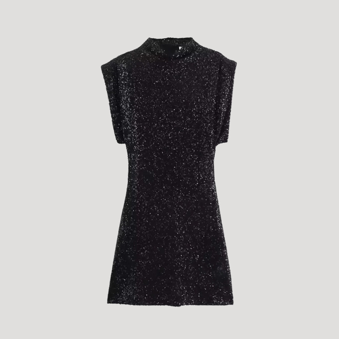 Clara - Glittering Party Dress with High Collar