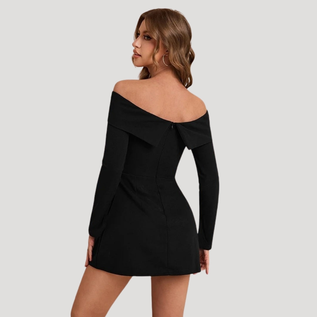 Ivy - Off-Shoulder Black Mini Dress