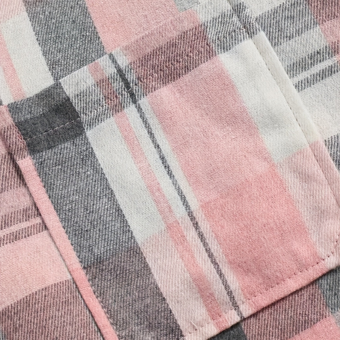 Delia - Oversized Checkered Flannel Shirt Jacket