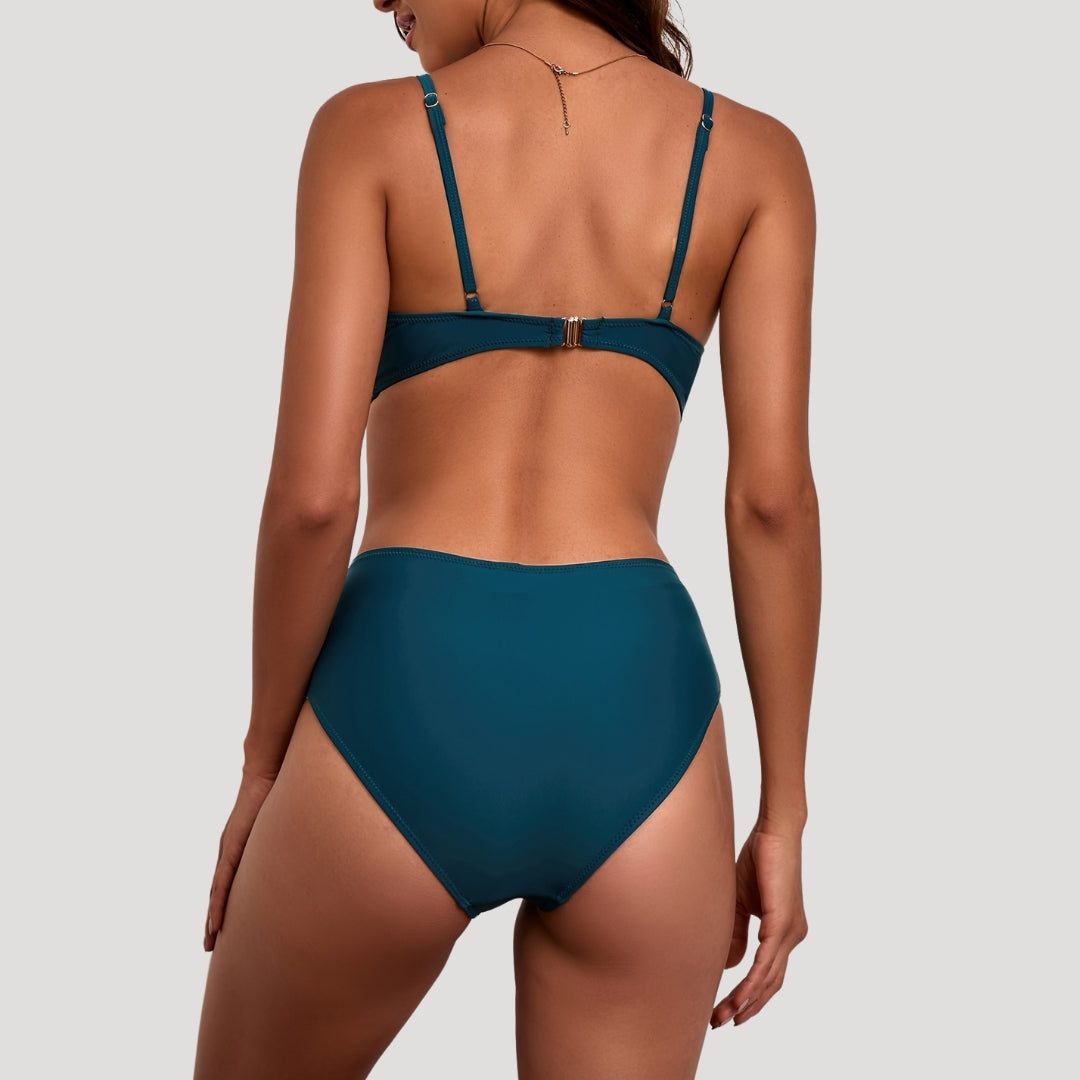 Yasmine - Raffiniertes Hochbund-Wickelbikini-Set
