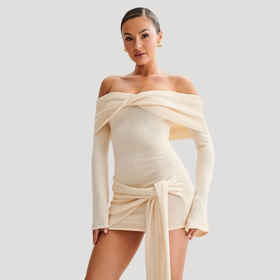 Freya - Off-Shoulder Knit Mini Dress