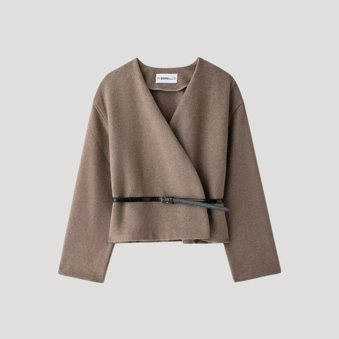 Tessa - Damen Wollmantel mit Gürtel