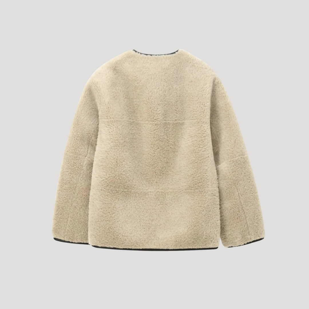 Sophia – Luxe Sheepskin Jacket with Contrast Trim