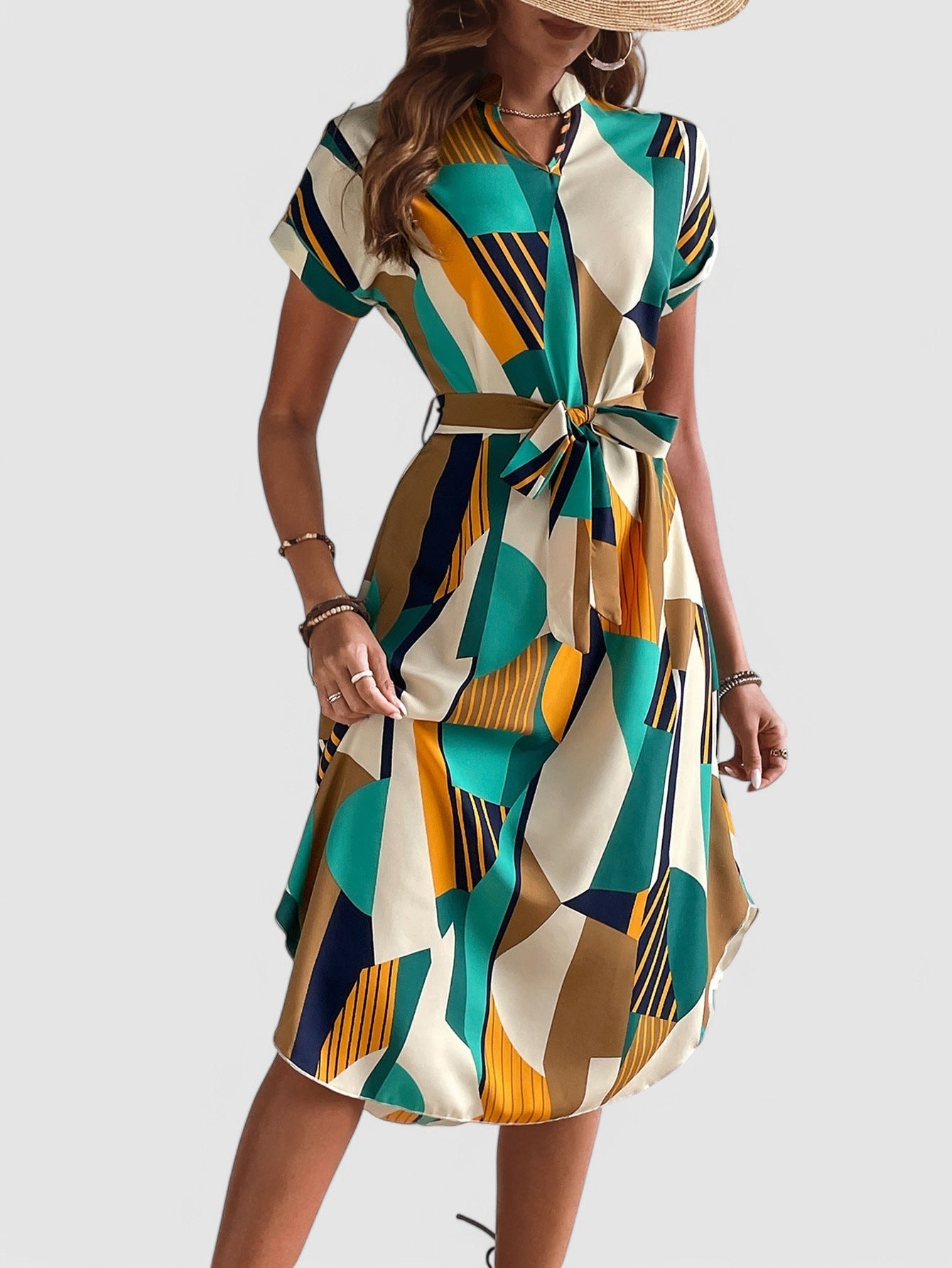 ANINA - Kleid mit geometrischem Muster