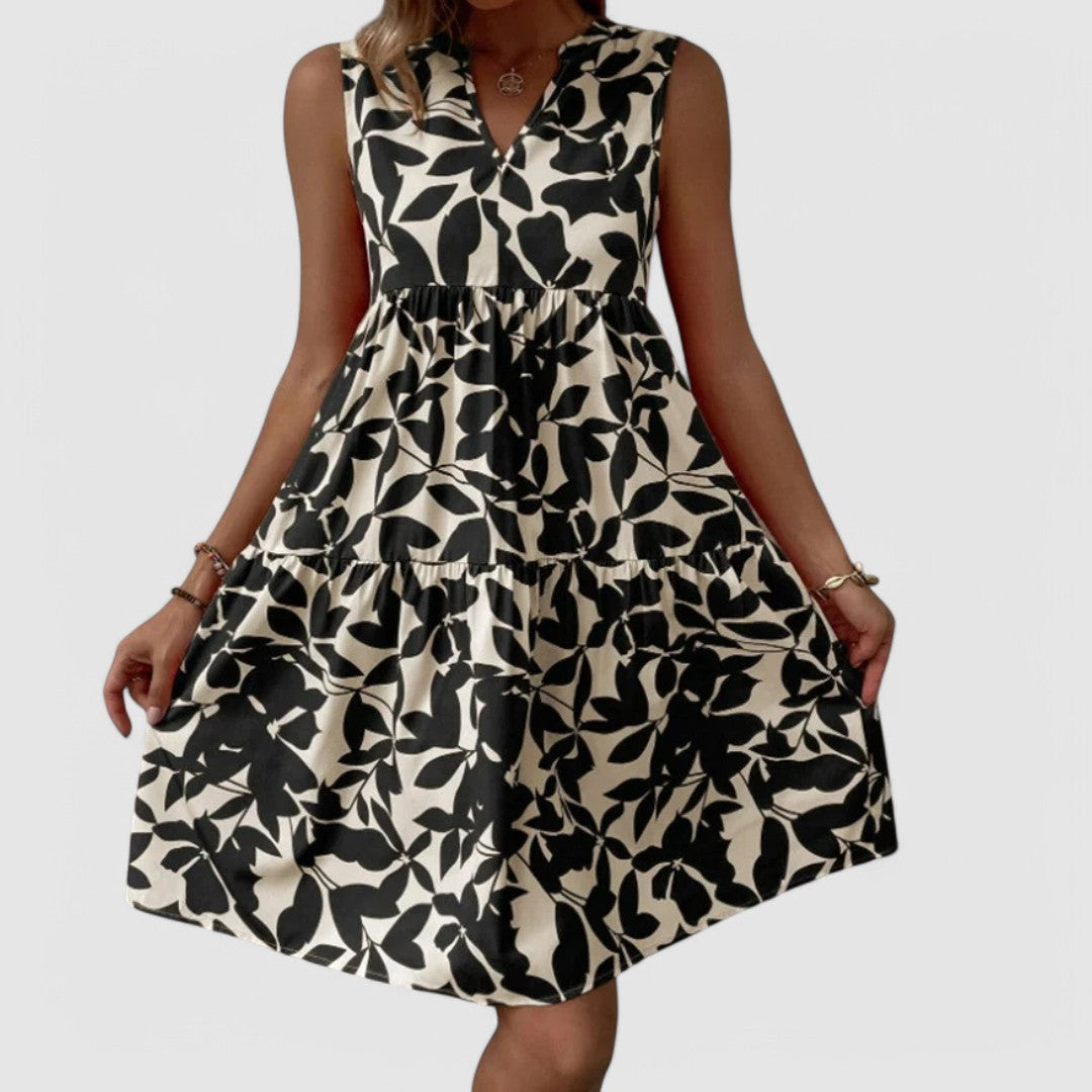 MELINA - kleid mit Blattmuster