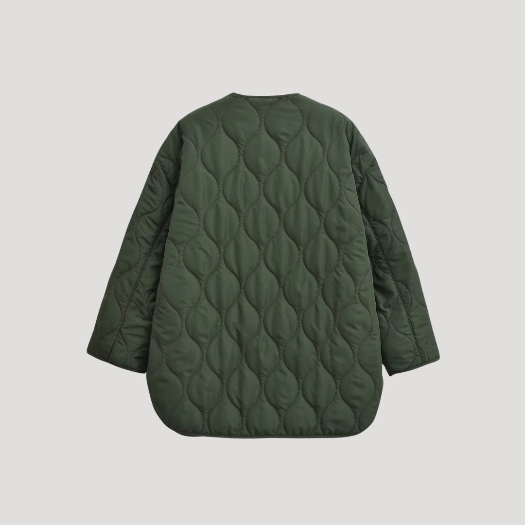 Delia - Padded Green Oversized Zip Jacket