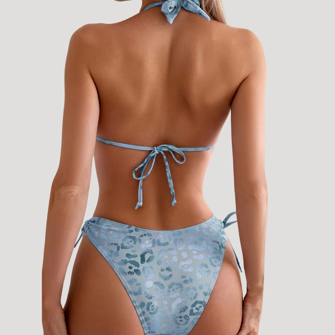Freya - Leopard Print Triangle Bikini with Side Ties