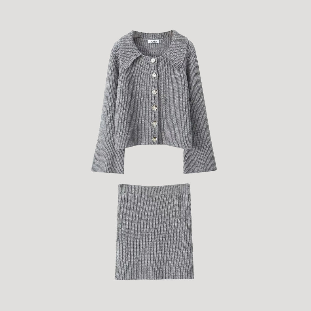 Noble - Rippstrick-Cardigan und Rock-Set