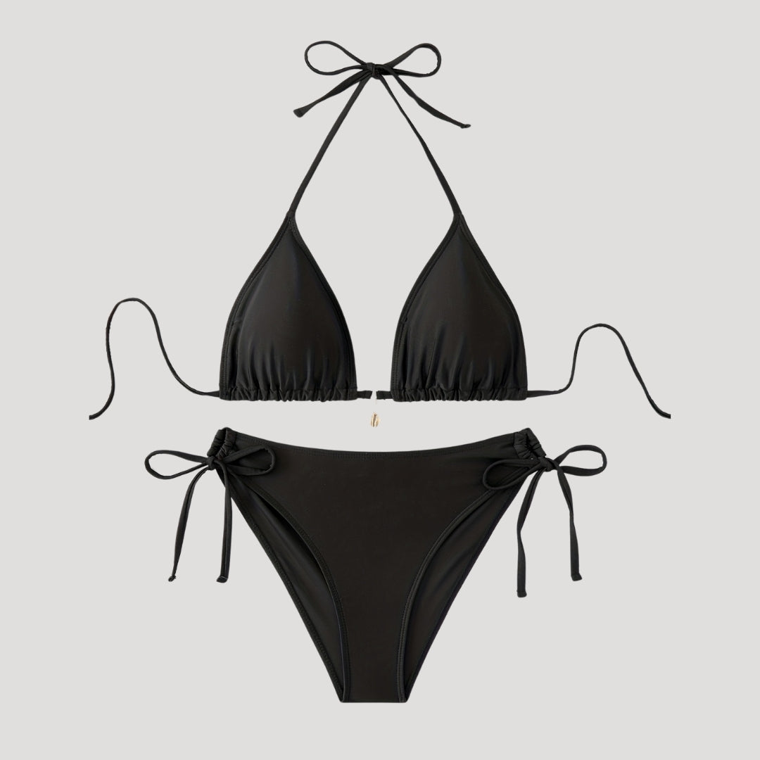 Willow - Schwarzes Bikiniset mit seitlichen Bindebändern