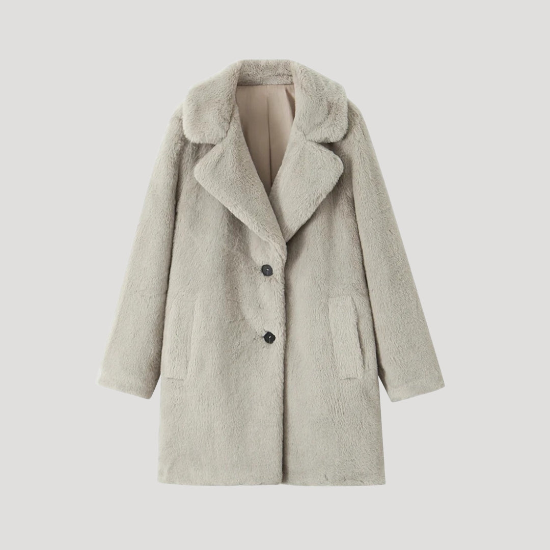 Della - Damen eleganter Kunstpelzmantel
