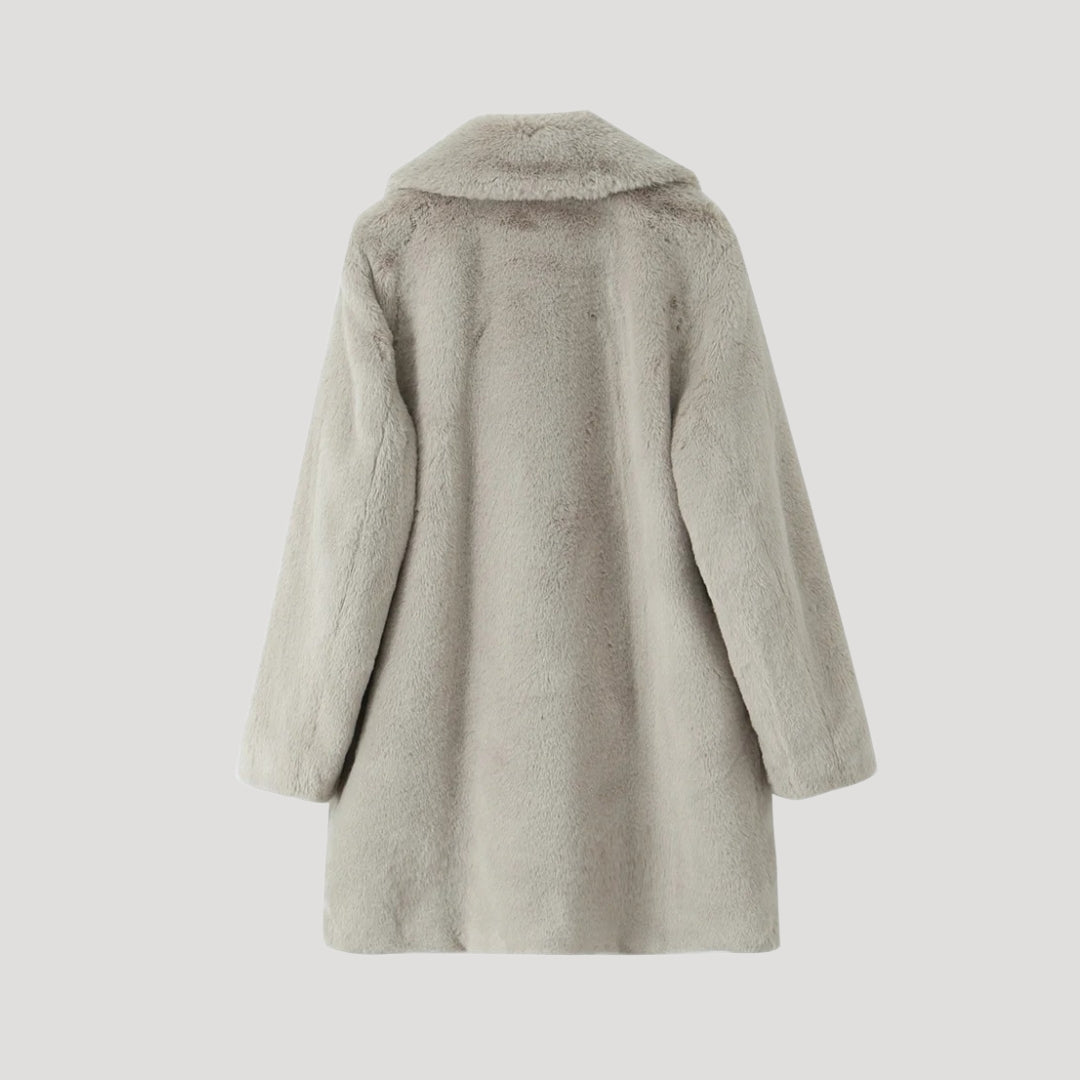 Della - Damen eleganter Kunstpelzmantel