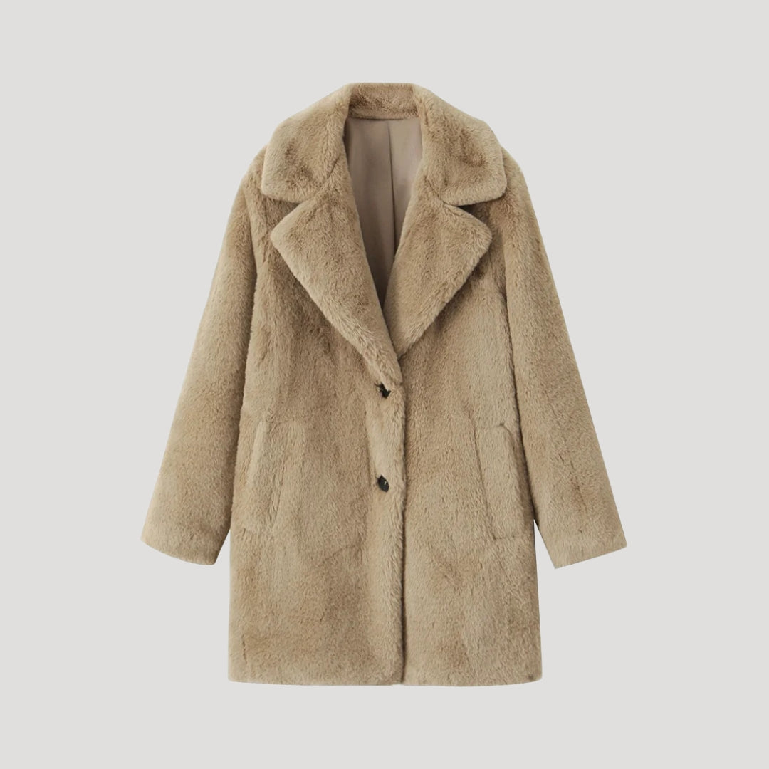 Della - Damen eleganter Kunstpelzmantel