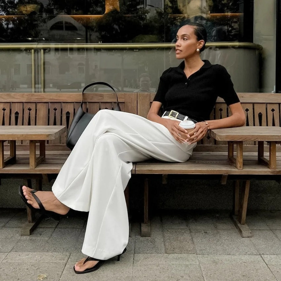 Sophia - High-Waisted, Wide-Cut Tailored Trousers
