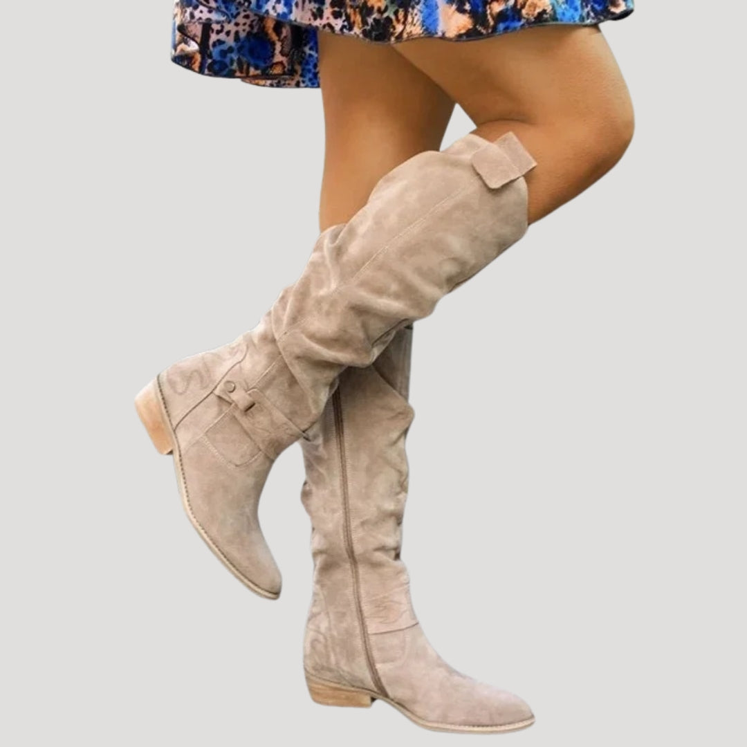 Ursula - Damen Stiefel aus Wildleder bis zum Knie