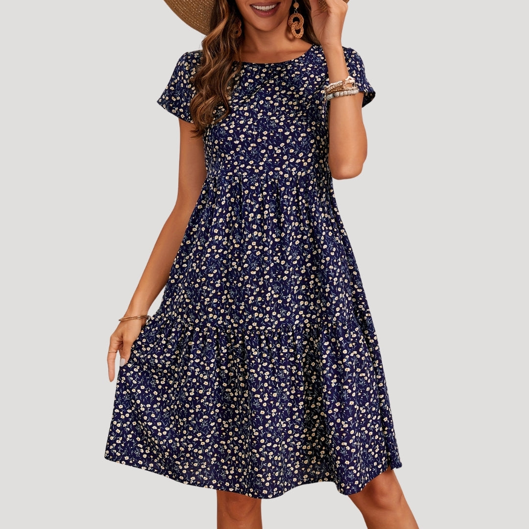 Fable – Floral Pattern Tiered Midi Dress
