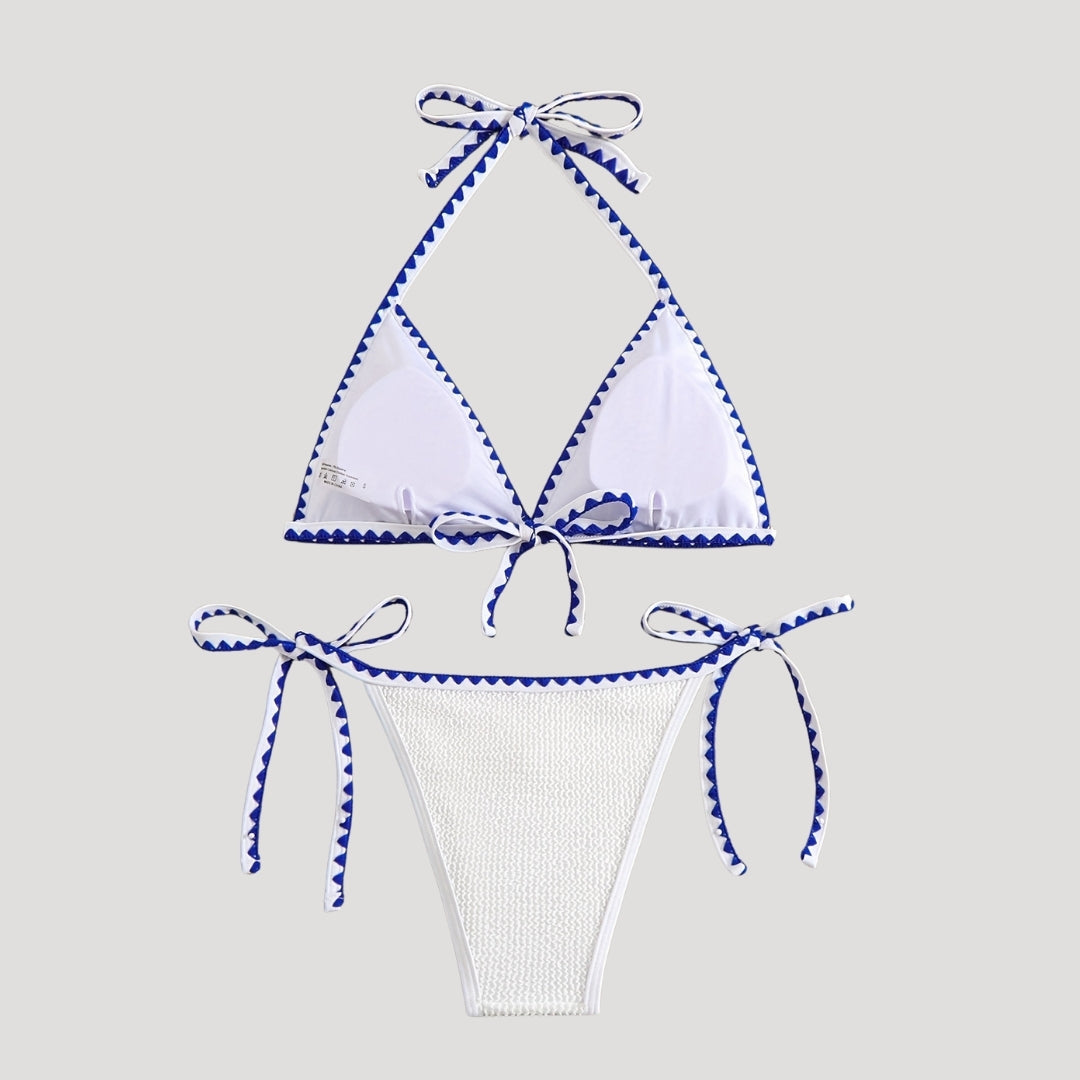 Zoe - Weißes strukturiertes Dreieck-Bikini-Set