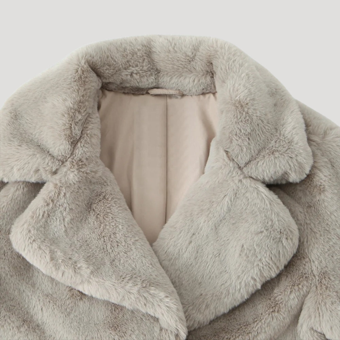Della - Damen eleganter Kunstpelzmantel