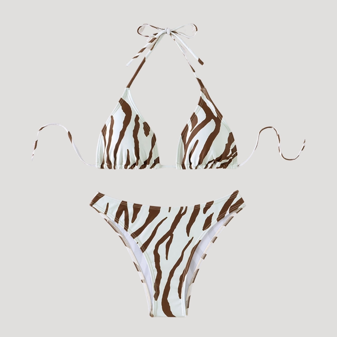 Xanthe - Zebra-Muster Dreieck-Bikini-Set