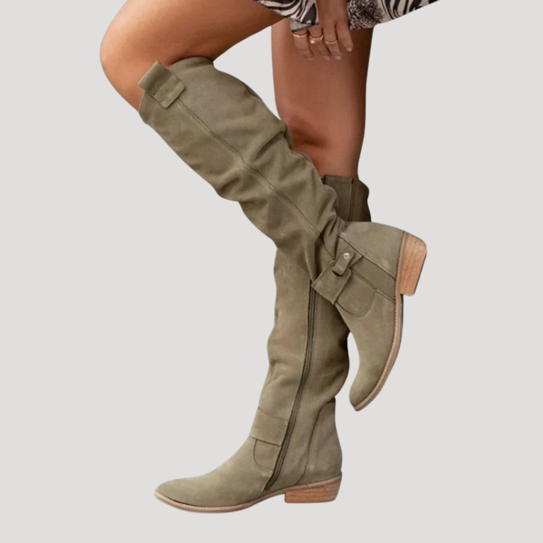 Ursula - Damen Stiefel aus Wildleder bis zum Knie