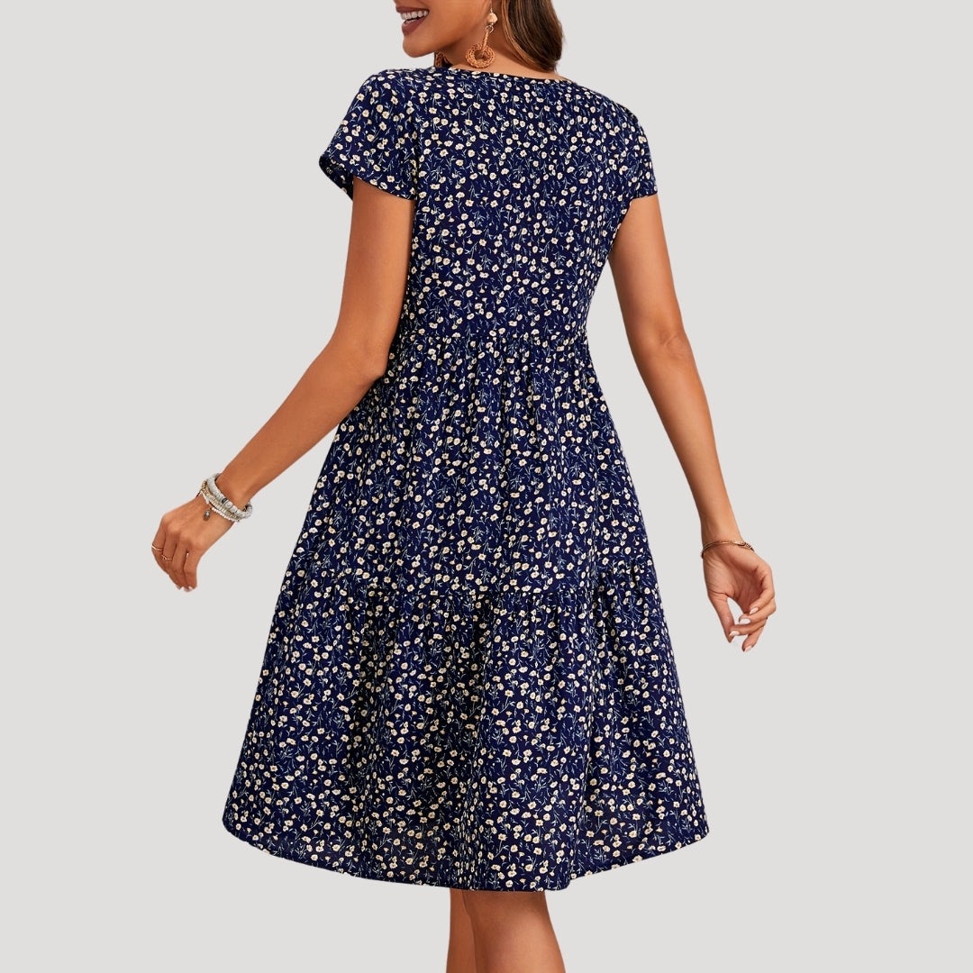 Fable – Floral Pattern Tiered Midi Dress