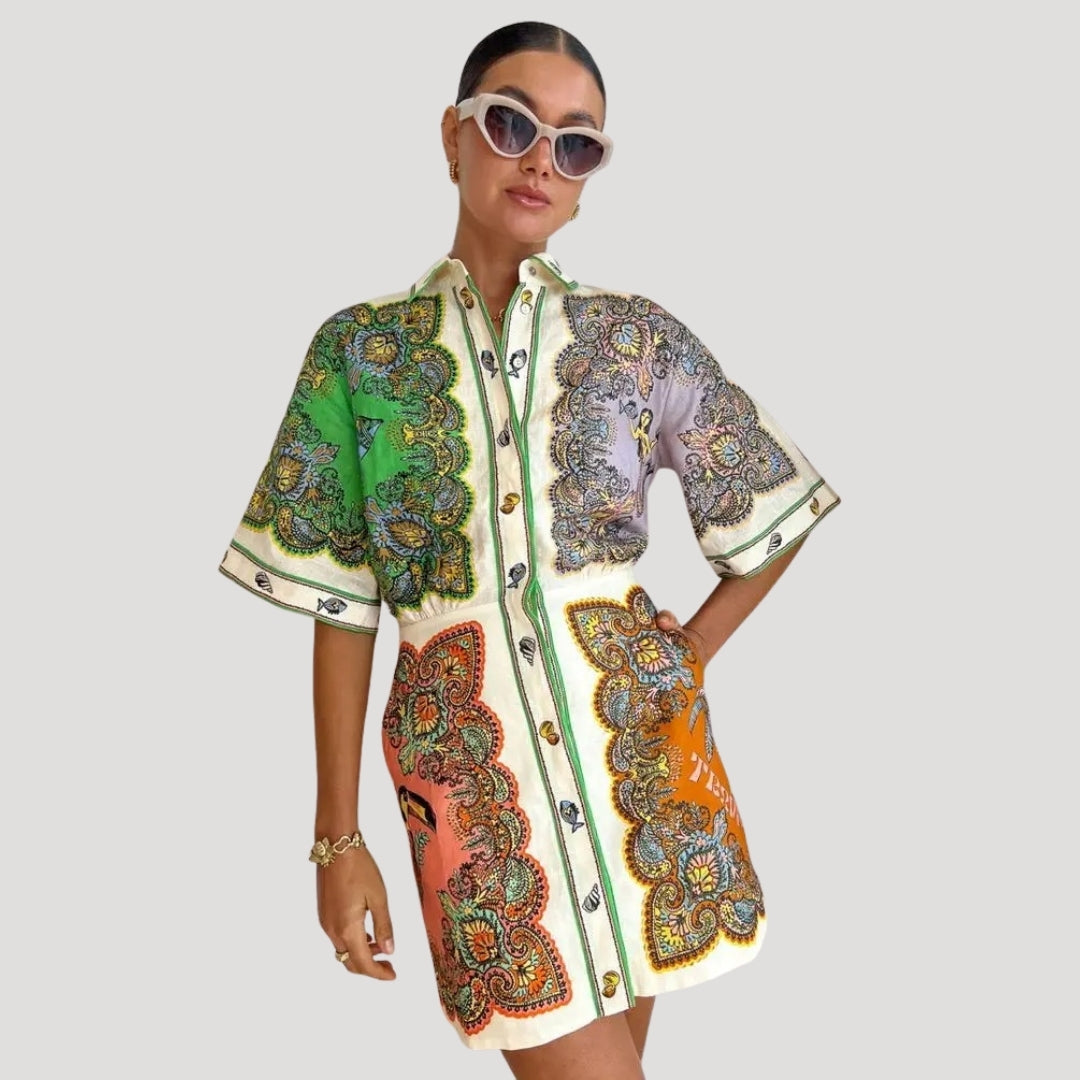 Lucy - Paisley Print Shirt Dress