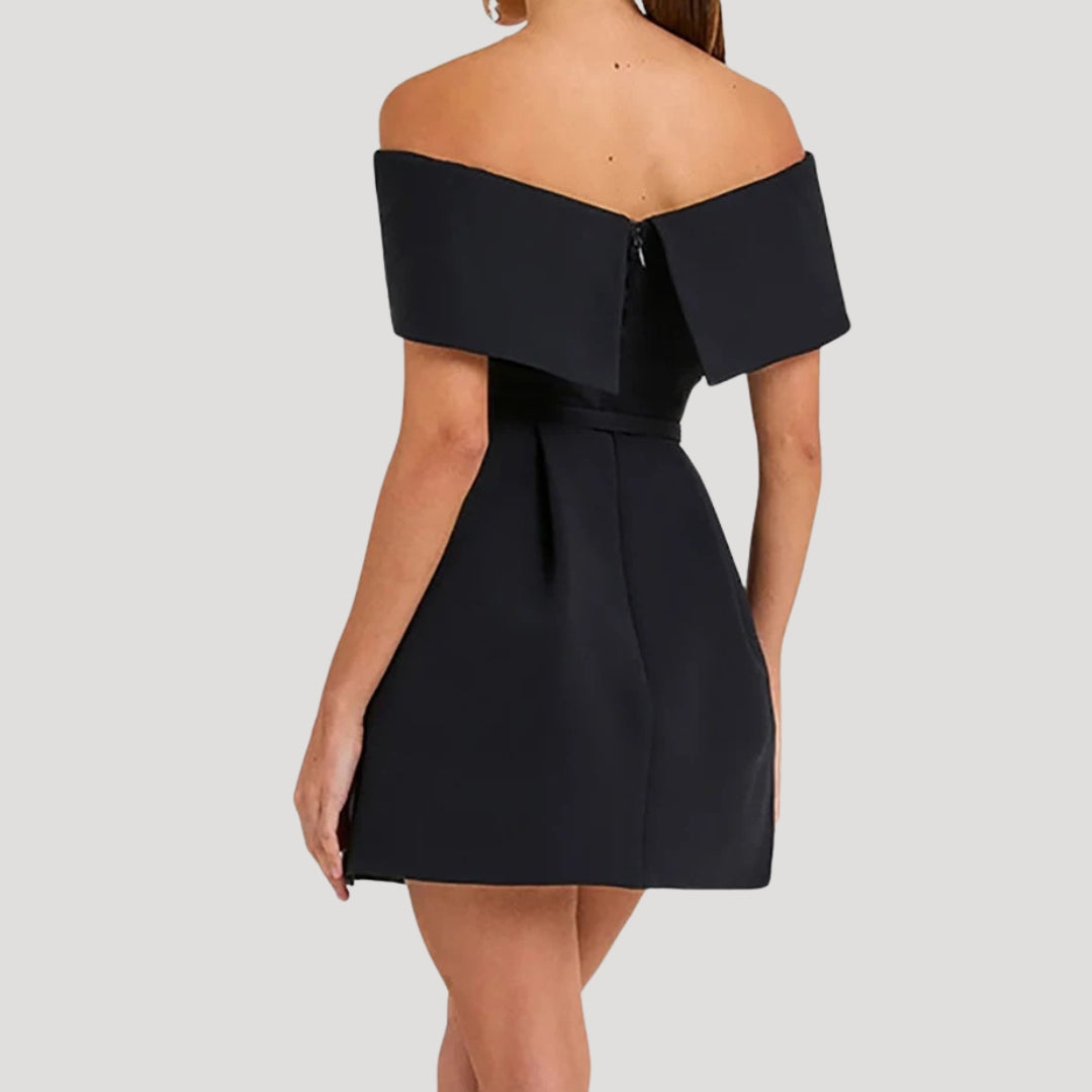 Aster – Off-Shoulder Dress with Belt in Skater Style