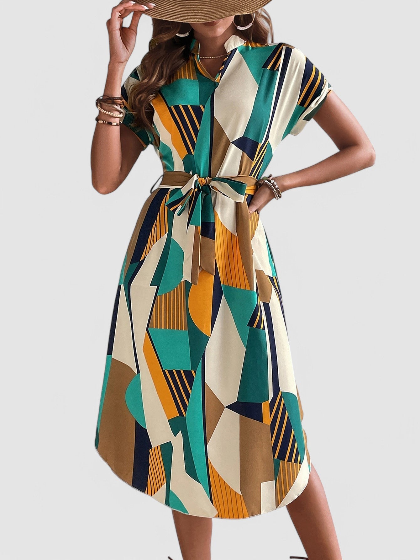 ANINA - Kleid mit geometrischem Muster