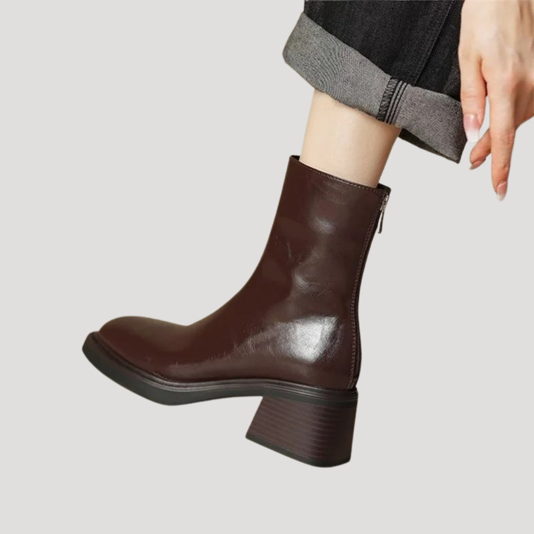Umber - Quadratische Zehen-Plattformstiefel