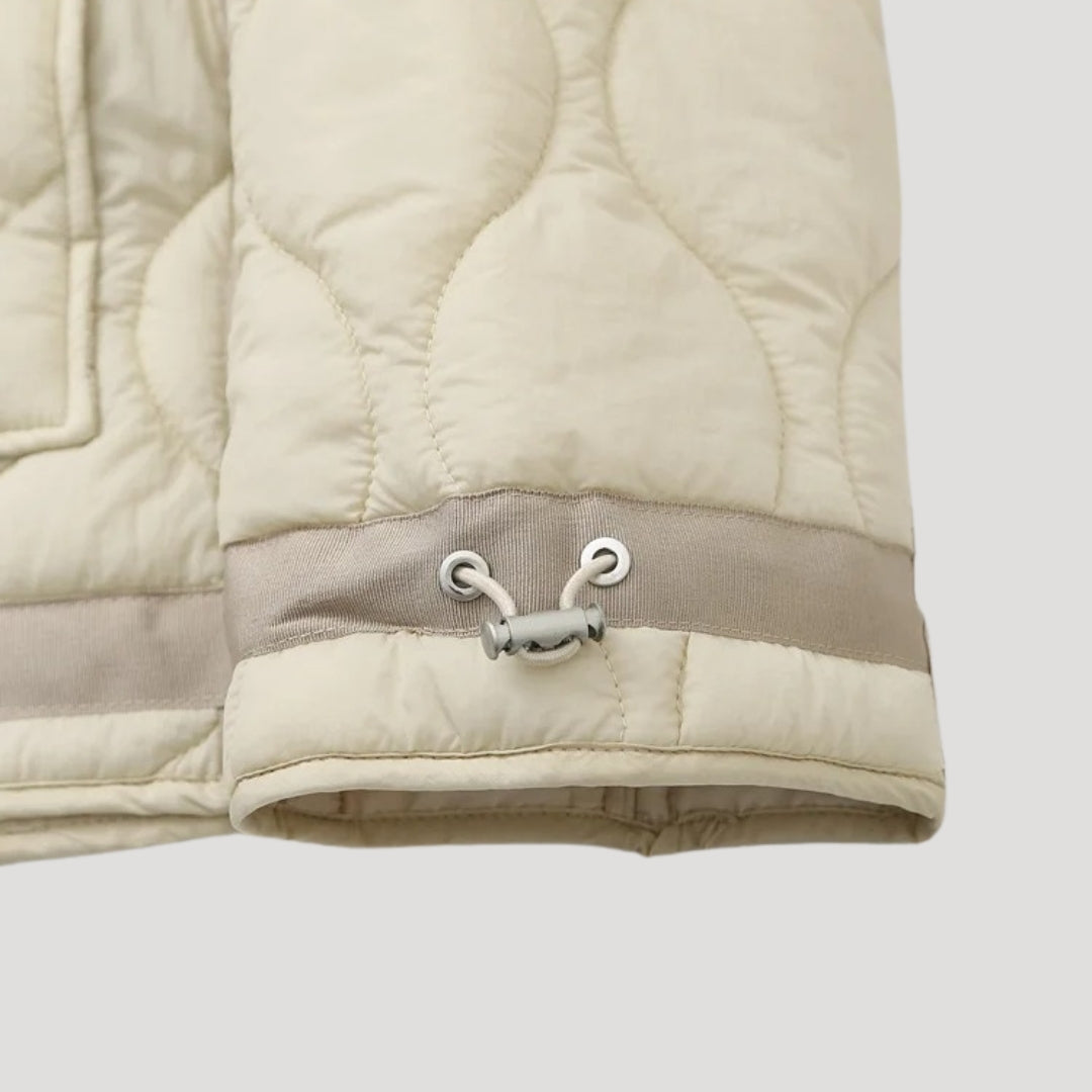 Sophia – Silver Padded Short Jacket with High Collar