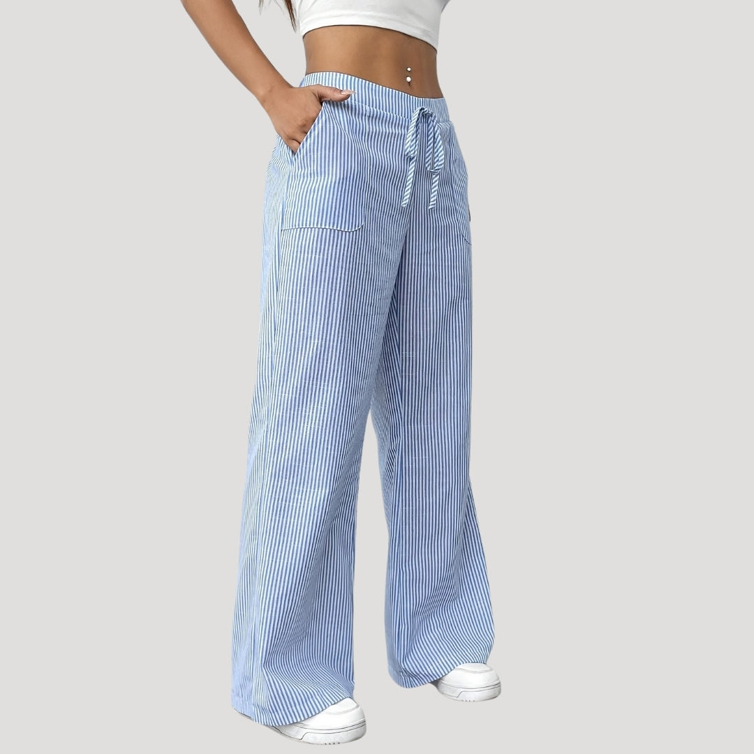 Odilia - Gestreifte weite Hose mit Kordelzug