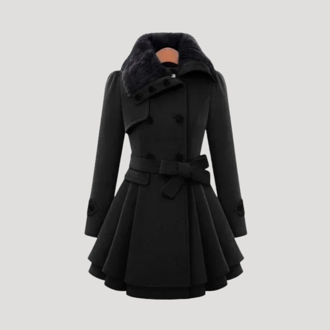 Prairie - Damen klassischer Wintermantel mit Gürtel