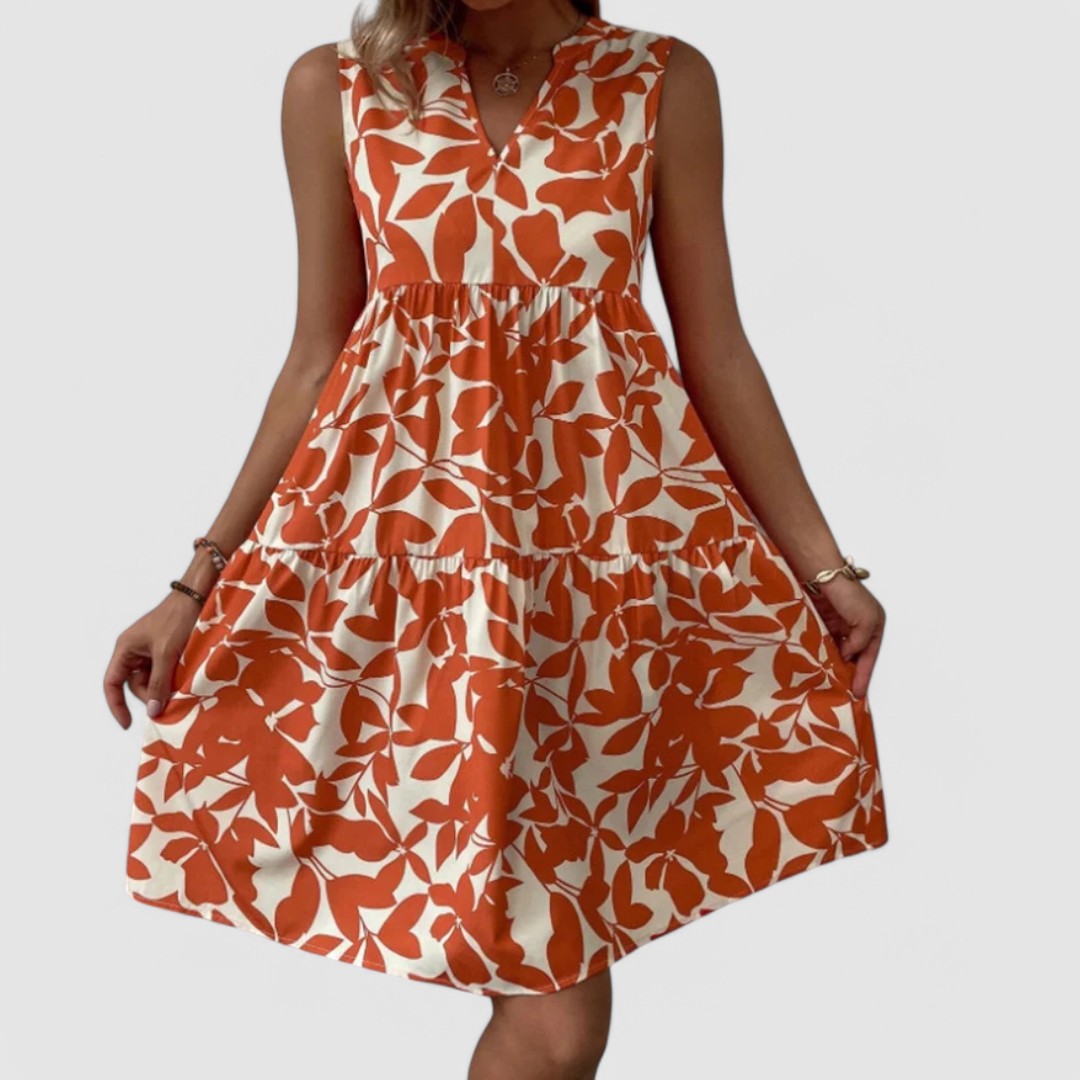 MELINA - kleid mit Blattmuster