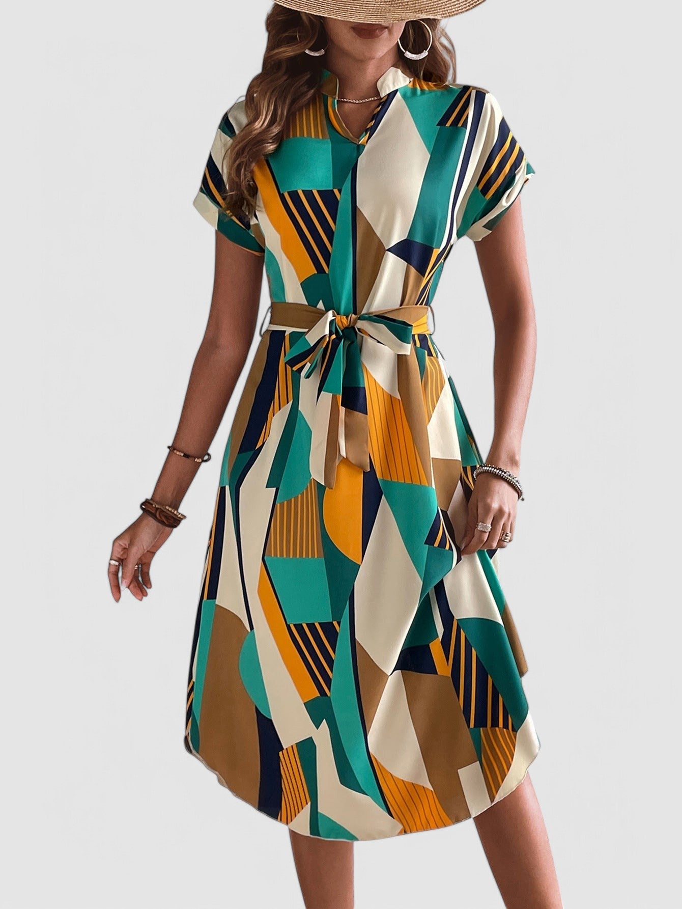ANINA - Kleid mit geometrischem Muster