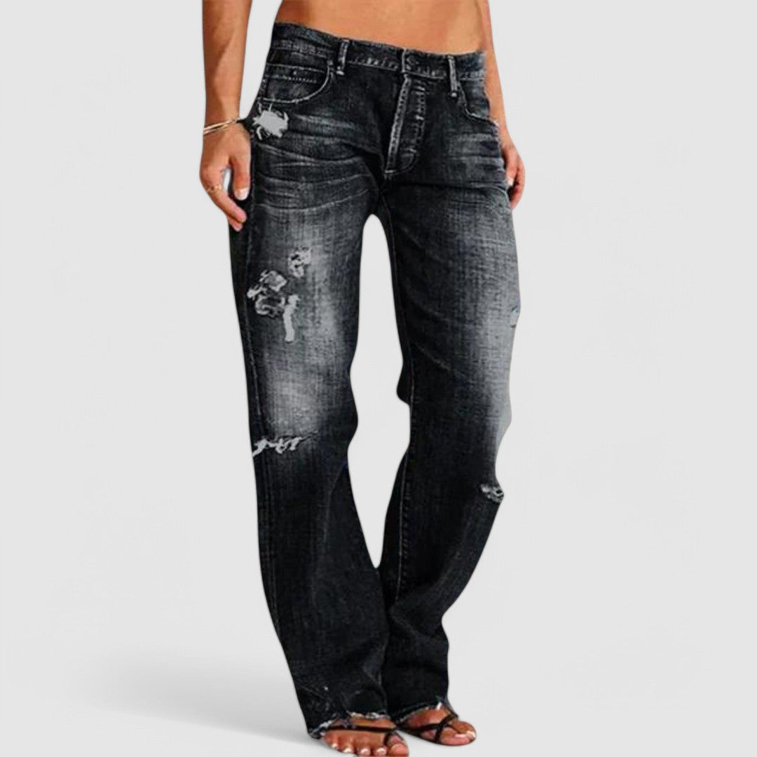 LENA - Vintage Distressed Weite Jeans