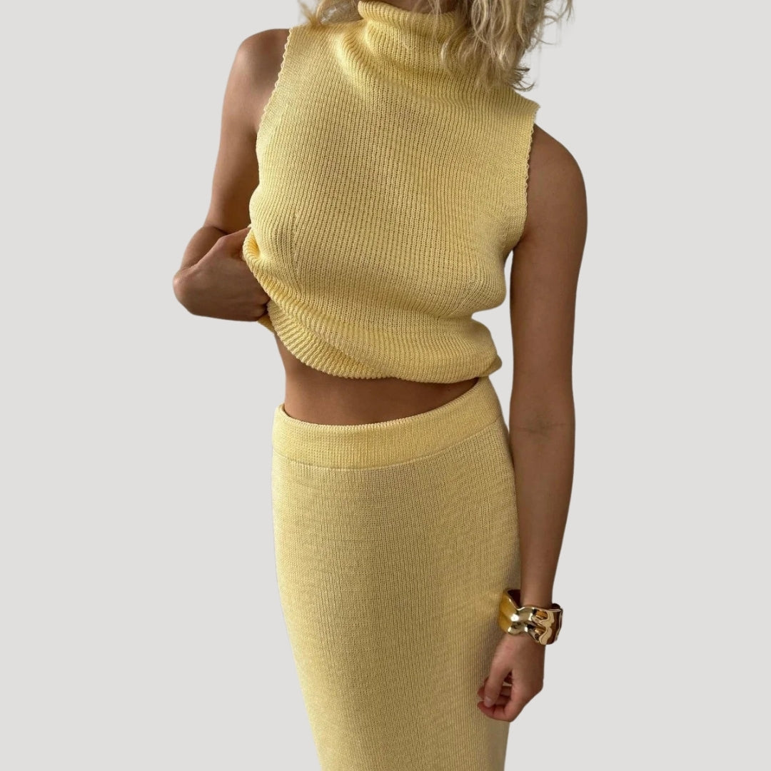 Isabelle - Stylish Sleeveless Knit Two-Piece Set