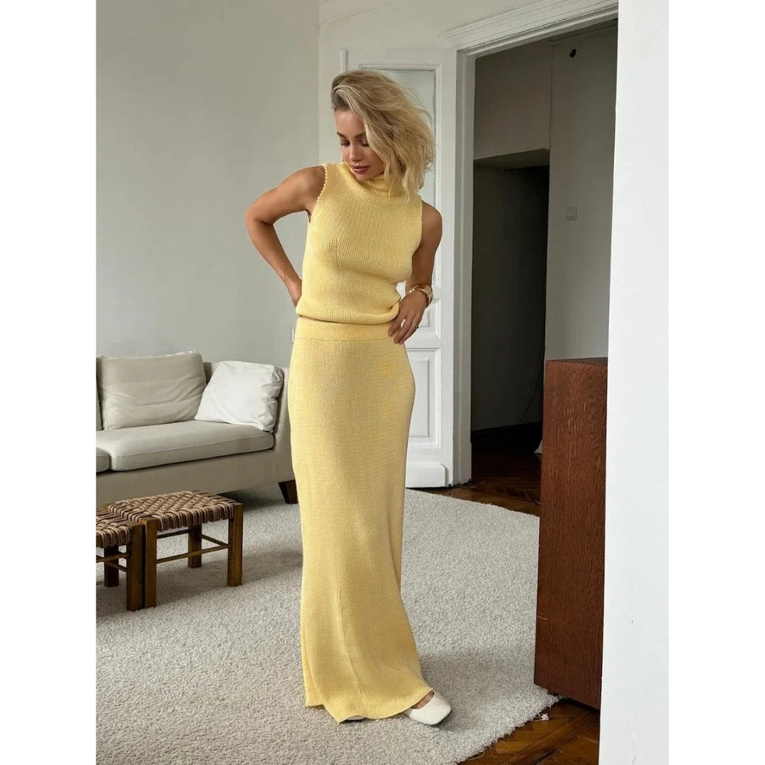 Isabelle - Stylish Sleeveless Knit Two-Piece Set